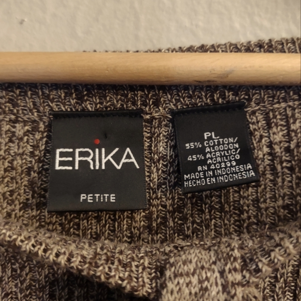 Erika Ribbed Knit Sweater with Bow Neckline - Boat Neck 3/4 Sleeves Petite Large - Picture 7 of 12